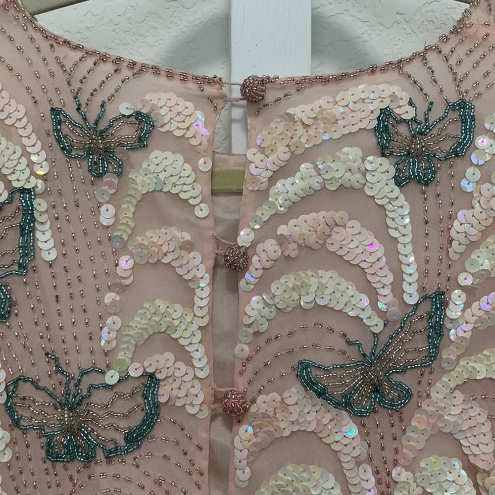 Vintage Pink and Cream Sequin Blouse - Picture 5 of 7